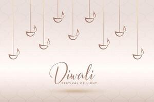 minimal shubh diwali bannière avec pendaison les lampes conception vecteur