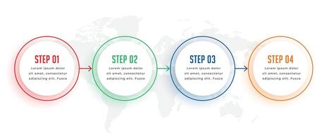 quatre pas circulaire infographie modèle dans couleurs vecteur