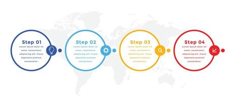 quatre pas cercle infographie modèle conception vecteur