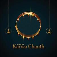 content Karwa chauth carte avec tamis et diya vecteur