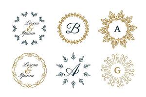 mariage monogrammes ou décoratif logos dans mandala style ensemble vecteur