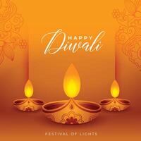 élégant diwali diya sur embrasé Indien style Contexte vecteur