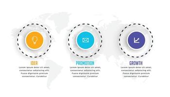 Trois pas circulaire infographie modèle conception dans moderne style vecteur