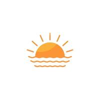 le coucher du soleil et mer l'eau ligne icône. été temps symbole, logo illustration. vecteur graphique isolé blanc Contexte.