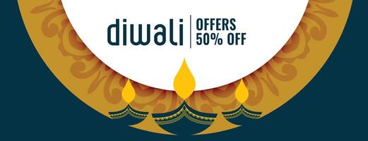 prime diwali offre bannière avec détails et artistique diya conception vecteur illustration