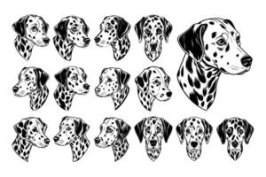 ai généré collection de plat gravure dalmatien chien tête conception vecteur