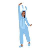 femme portant bleu lapin pyjamas. vecteur