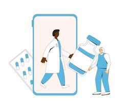 en ligne médical consultation. télémédecine. médecin loin conseiller. santé se soucier par l'Internet. soins de santé prestations de service. vecteur