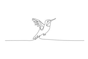 colibri oiseau, noir ligne dessin, un ligne contour sur blanc Contexte vecteur