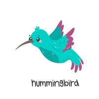 enfants illustration, mignonne colibri, avec une inscription. vecteur illustration pour enseignement enfants, T-shirt