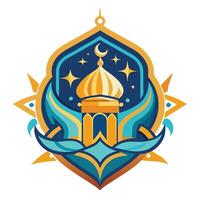 vecteur illustration de mosquée emblème. Ramadan kareem salutation carte ou affiche.