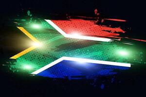 Sud Afrique drapeau avec brosse peindre style, demi-teinte et embrasé lumière effet. Sud Afrique drapeau Contexte avec grunge concept vecteur