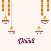 Facile diwali salutation affiche avec floral et diya décoration vecteur illustration