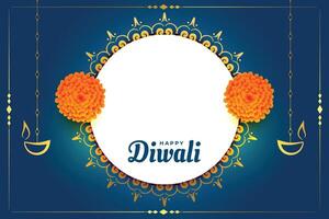 agréable content diwali bannière avec image espace et fleur conception vecteur