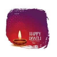 content diwali vœux carte conception avec réaliste diya vecteur