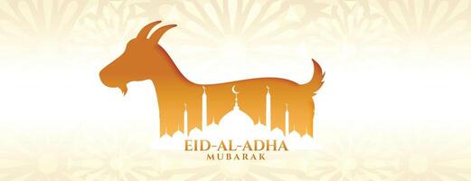 eid Al adha mubarak Bakrid Festival avec chèvre et mosquée vecteur