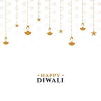 nettoyer blanc Contexte avec pendaison diya pour diwali fête vecteur illustration