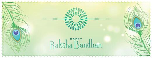 hindou Festival raksha bandhan salutation carte avec paon plume vecteur