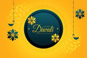 shubh diwali modèle pour Indien Festival dans Jaune Contexte vecteur