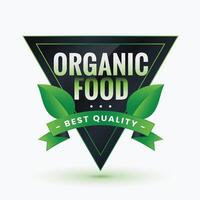 meilleur qualité biologique nourriture vert étiquette avec feuilles vecteur