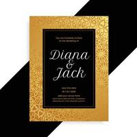 luxe d'or et noir mariage carte invitation modèle vecteur