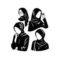 musulman fille hijab icône vecteur illustration silhouette