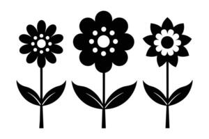 ensemble de noir fleur icône sur blanc Contexte vecteur
