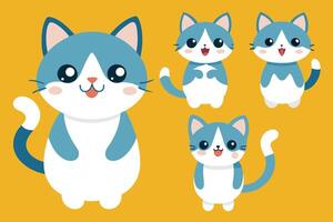 ensemble de chat mignon dans différentes poses illustration de dessin animé vecteur