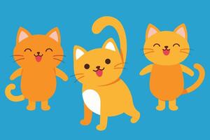 ensemble de chat mignon dans différentes poses illustration de dessin animé vecteur