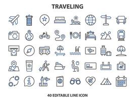 Voyage icône ensemble. été les vacances et vacances symbole vecteur illustration. collection de en voyageant et tourisme éléments.