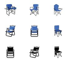 camping chaise des illustrations vecteur agrafe art avec éléments, périple confortable pêche chaise isolé. confort siège dessin animé conception