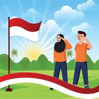 indonésien indépendance célébrations journée illustration vecteur bannière et Publier conception, célébrations journée agrafe art ensemble. indonésien liberté indépendance patriotisme modèle.