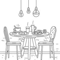 ai généré petit déjeuner menu prêt à manger Facile contour illustration minimaliste ligne art vecteur