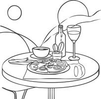 ai généré petit déjeuner menu prêt à manger Facile contour illustration minimaliste ligne art vecteur