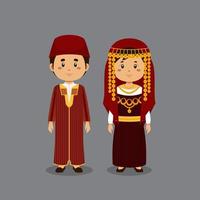 personnage de couple portant la robe nationale tunisienne vecteur
