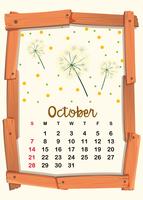 Modèle de calendrier pour octobre vecteur