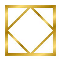 cadre carré vintage doré brillant brillant avec des ombres isolées sur fond blanc. bordure carrée réaliste dorée. illustration vectorielle vecteur