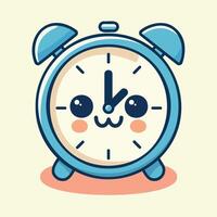 rond bleu l'horloge icône vecteur mignonne dessin animé illustration