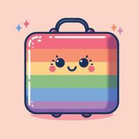 mignonne arc en ciel valise pour célébrer fierté mois vecteur illustration