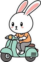 mignonne lapin équitation scooter vecteur