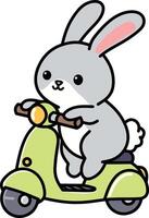 mignonne lapin équitation scooter vecteur