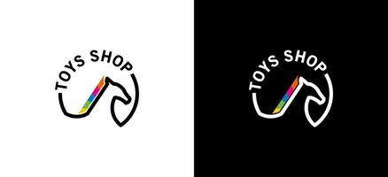 des gamins jouet magasin logo conception modèle avec cheval ligne symbole vecteur