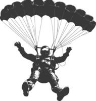 ai généré silhouette parachutiste homme plein corps noir Couleur seulement vecteur