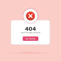 Erreur 404, page ne pas trouvé. apparaitre page avec une 3d rouge traverser notification. social médias, affaires ou un événement planification. vecteur