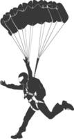 ai généré silhouette parachutiste femme plein corps noir Couleur seulement vecteur