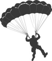 ai généré silhouette parachutiste homme dans action plein corps noir Couleur seulement vecteur