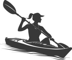 ai généré silhouette femme canoë joueur dans action plein corps noir Couleur seulement vecteur