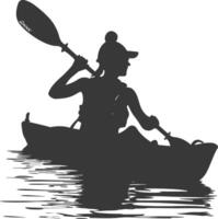 ai généré silhouette femme canoë joueur dans action plein corps noir Couleur seulement vecteur