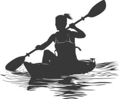 ai généré silhouette femme canoë joueur dans action plein corps noir Couleur seulement vecteur