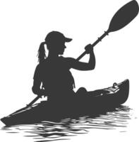 ai généré silhouette femme canoë joueur dans action plein corps noir Couleur seulement vecteur